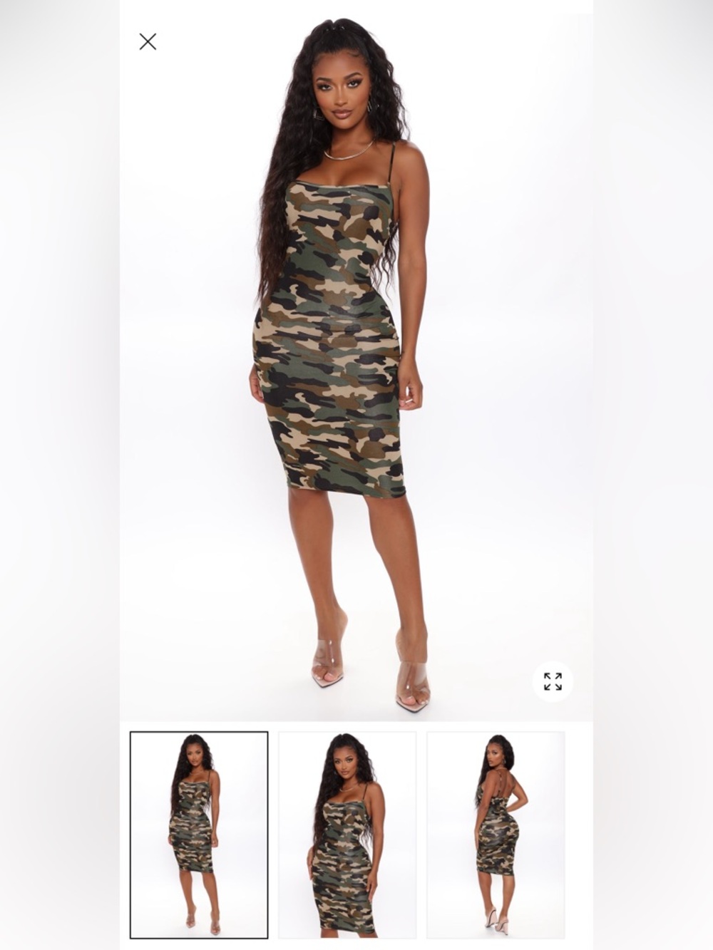 Camo Bodycon Midi Dress - Green/Brown